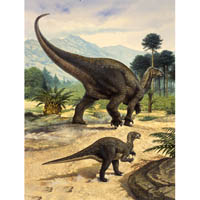 Iguanodon walking with young  (c) John Sibbick
