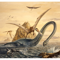 Elasmosaurus with Criorhyncus (c) John Sibbick